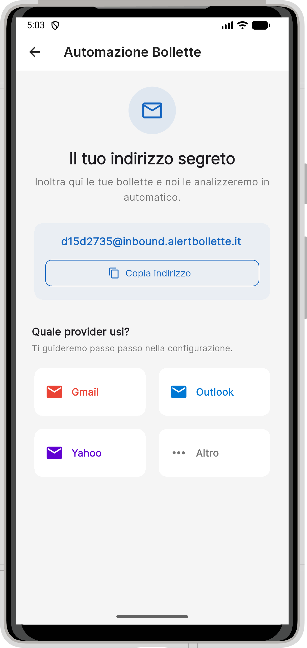 Setup inoltro automatico